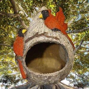 Rustic Birdhouse with Red Cardinals